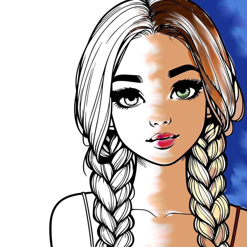 realistic girl with braids