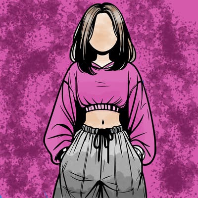 realistic girl faceless with baggy pants and a crop top