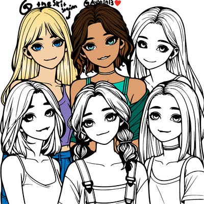 a group of girls realistic
