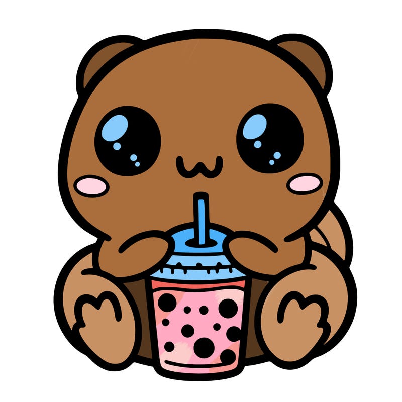 cute frog with boba