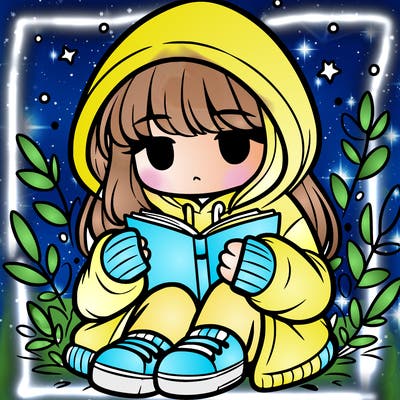 girl in oversized hoodie reading a book