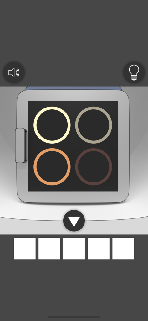 Space Museum Escape - Minimalist logic puzzle with four colored rings in the Space Museum Escape mobile game.