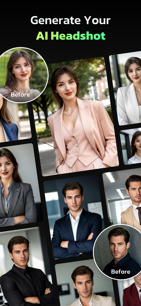 AI Photo Editor - AI Morph - Professional AI headshot examples for business and LinkedIn profiles