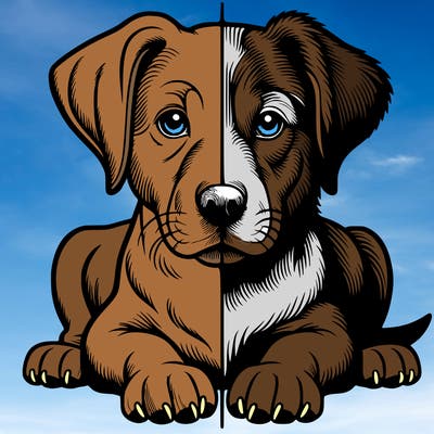 realistic dog split picture