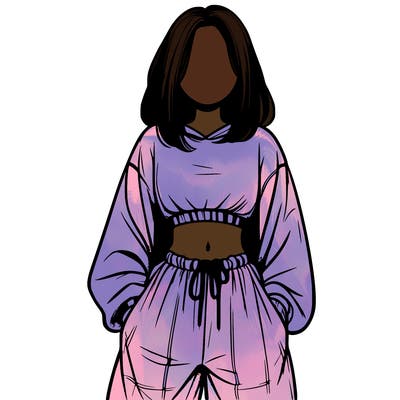 realistic girl faceless with baggy pants and a crop top