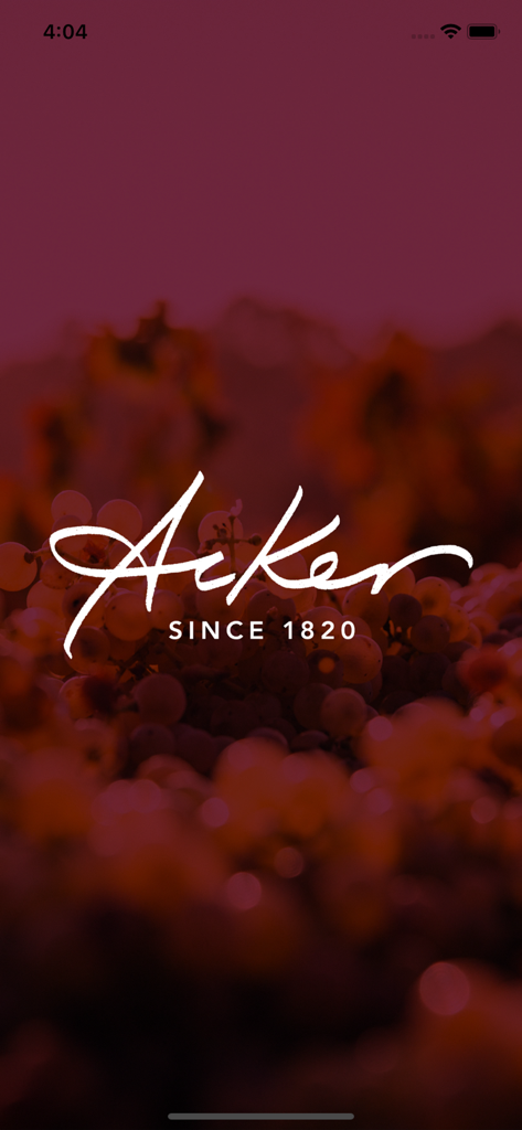 Acker Wines - Acker Wines logo with the text since 1820 displayed over a background of grapes