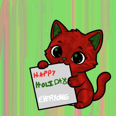 a small cat with a blank sheet of paper in its hand. the cat is sooooooo cute!