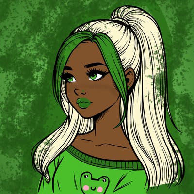 realistic girl with a high ponytail