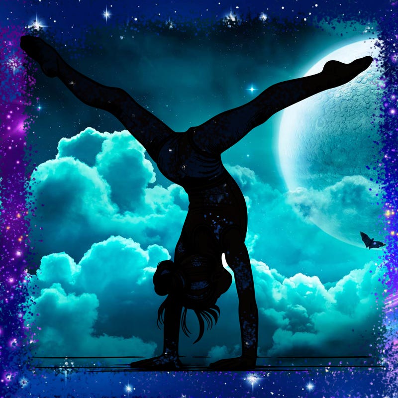 realistic gymnastic hand stand girl in four splits