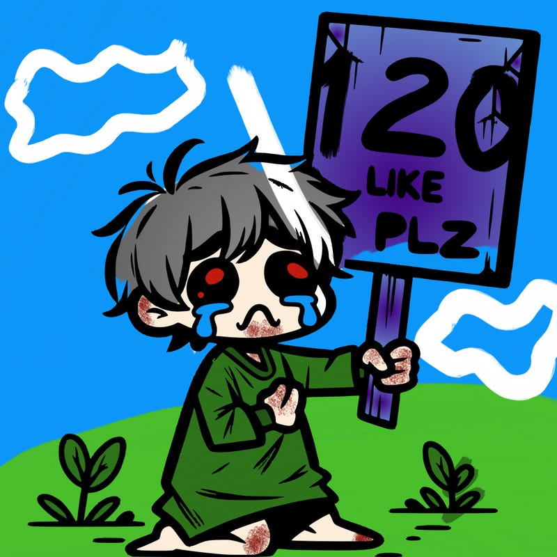 small poor toddler crying with sign that says 2 like plz