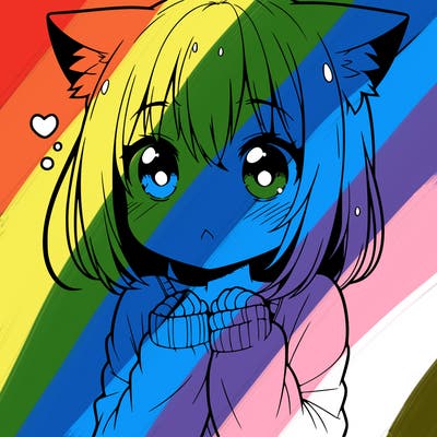 shy anime catgirl
