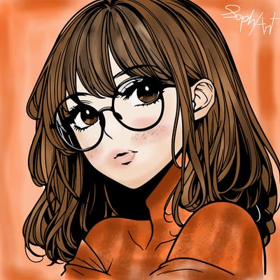 manga woman character with glasses and nice lips