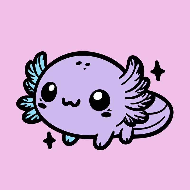 cute easy baby axolotl
