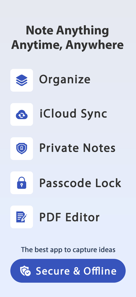 NotePad++ - Pro - Une liste de fonctionnalités pour l'application NotePad Pro, y compris la synchronisation iCloud, les notes privées, le verrouillage par mot de passe et l'éditeur PDF.