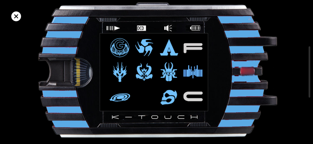 KTouch21: Rider Transformation - Interfaz de la aplicación KTouch21 con símbolos de transformación de rider