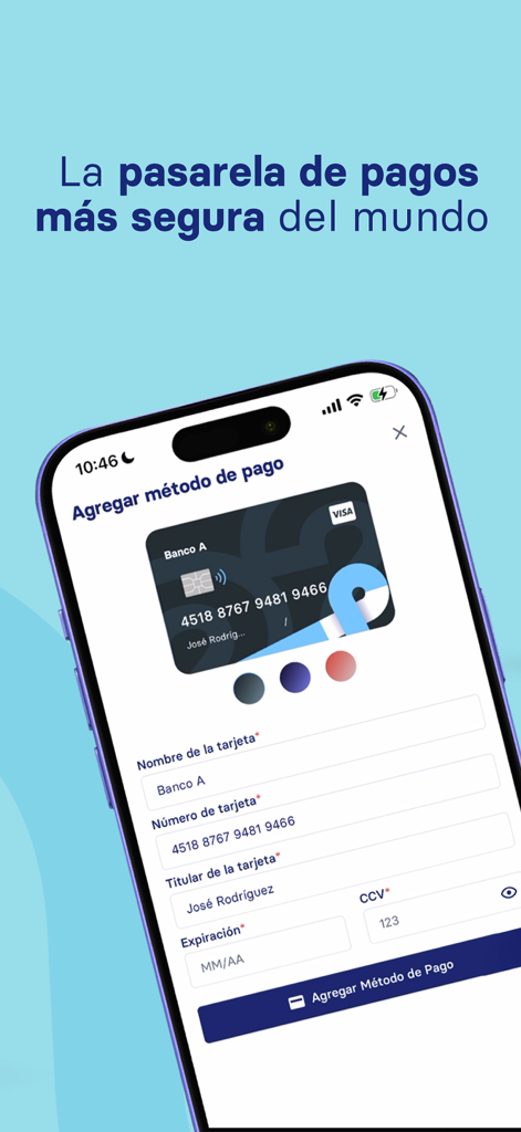 Secure payment gateway interface for adding credit cards in the Weris delivery app