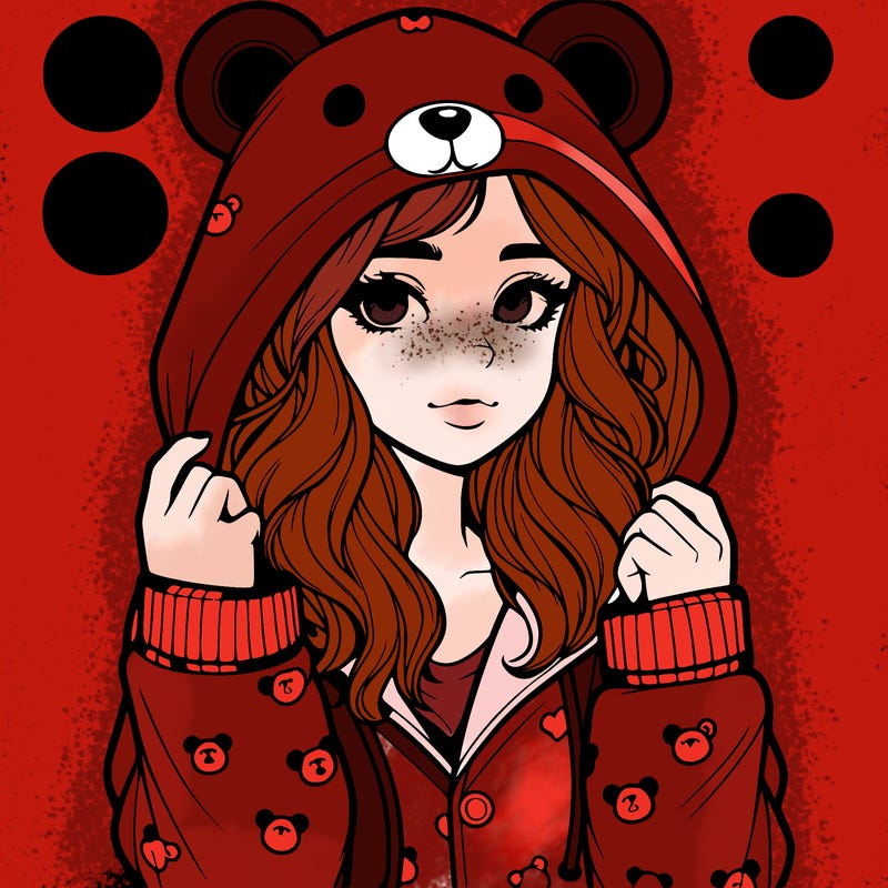 realistic girl in a animal pjs hoodie