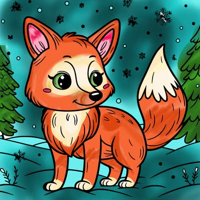 a fox in the snow