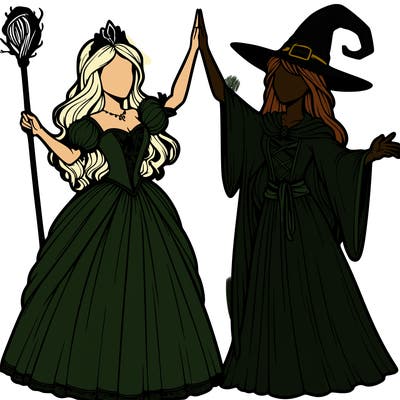 detailed realistic split of a princess and a witch