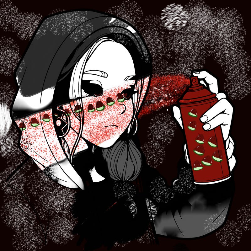 a realistic girl, spray painting