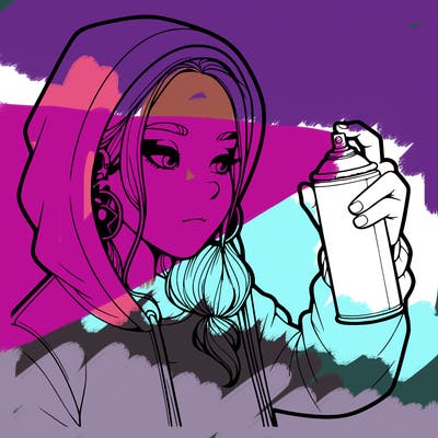 a realistic girl, spray painting