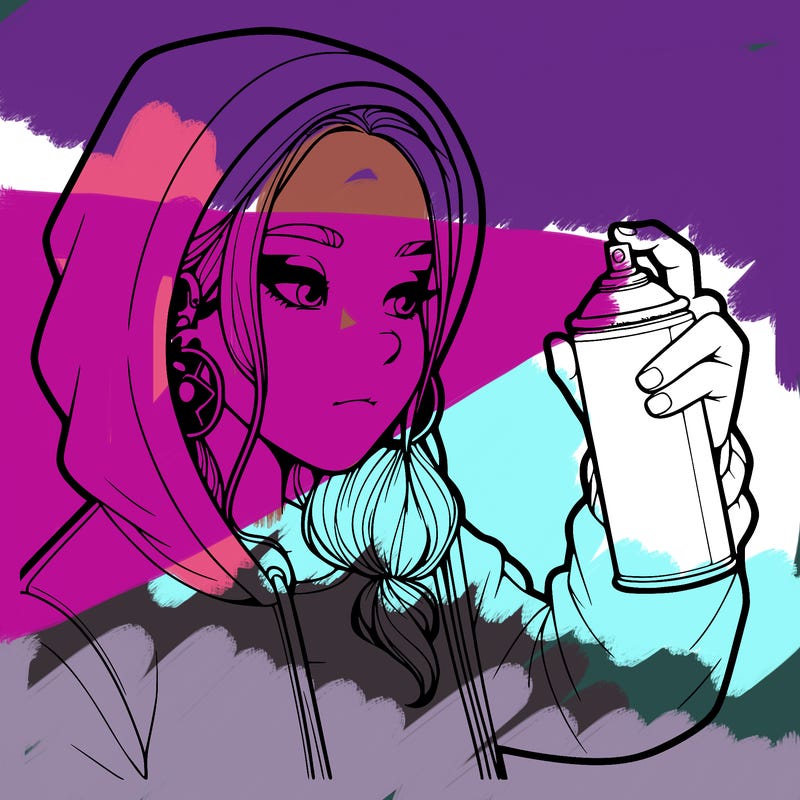 a realistic girl, spray painting