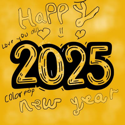 one line scrawled numbers sketch design “2025”