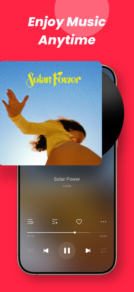 Music Player MP3 Arua の再生画面にロードされるアルバムアートが表示されている