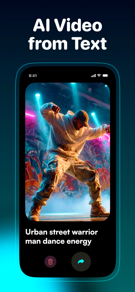 See Dance AI - Video Generator - See Dance AI app generating an urban dance video from a text prompt