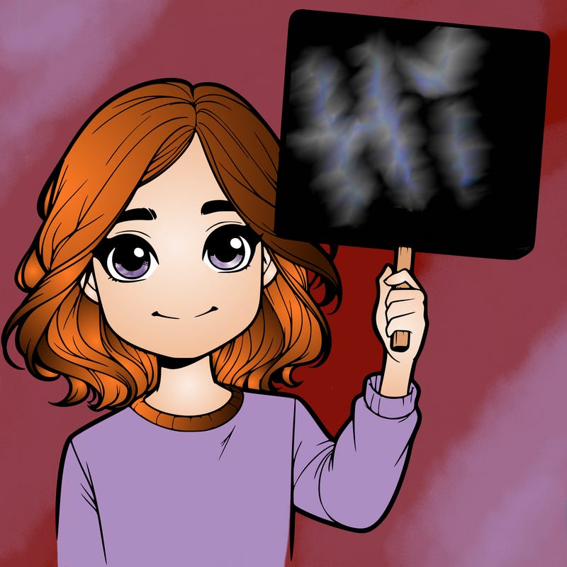 realistic girl holding up a sign