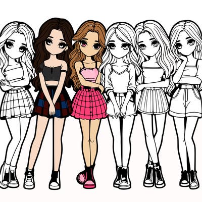 a group of girls realistic