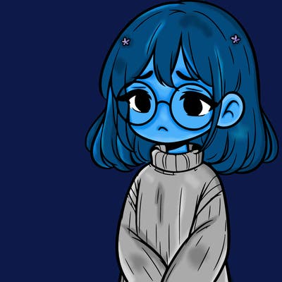 sad girl with glasses in a sweater