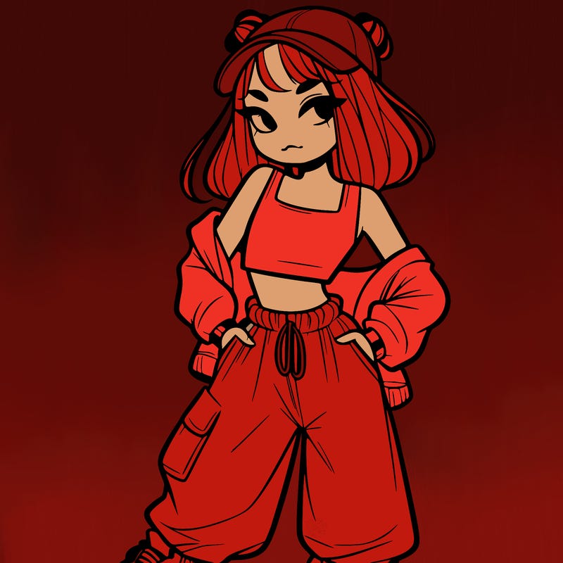 girl in crop top and baggy pants