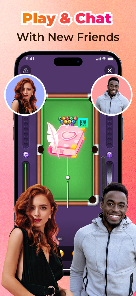 Doul: Play,Chat & Make Friend - A smartphone displaying a pool game between two users on the Doul social app