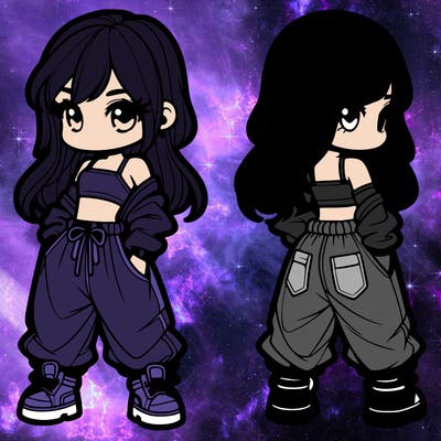 girl in crop top and baggy pants