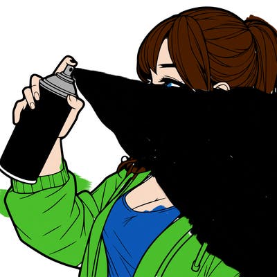 a realistic girl spray, painting