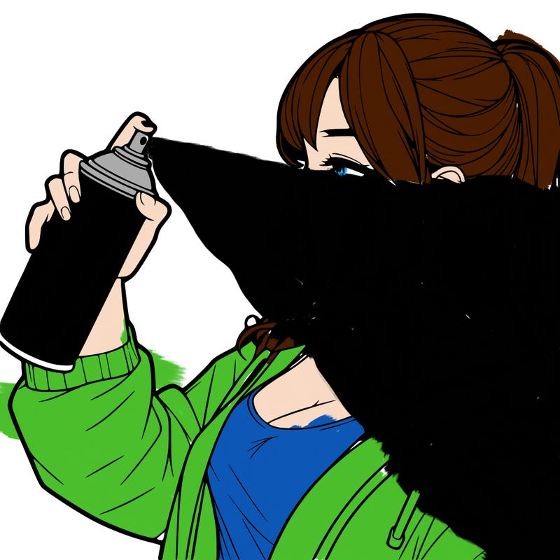 a realistic girl spray, painting