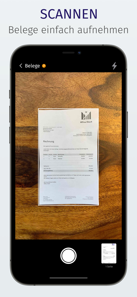 ADDISON OneClick Scan - ADDISON OneClick Scan app interface capturing an invoice document.