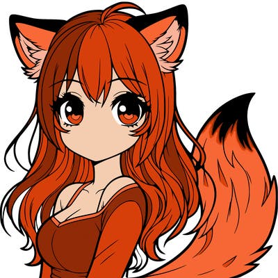 realistic looking girl with fox ears and tail