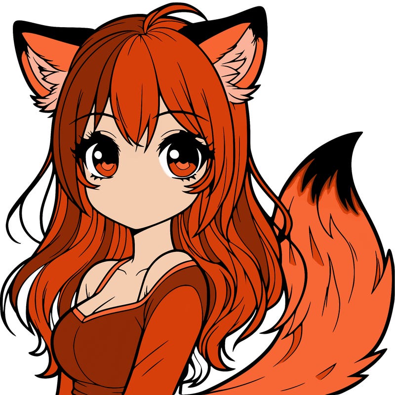 realistic looking girl with fox ears and tail