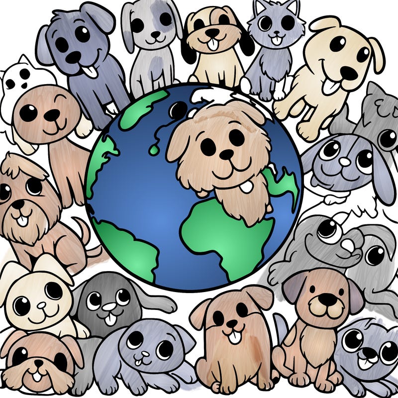 dogs everywhere on earth happy realistic