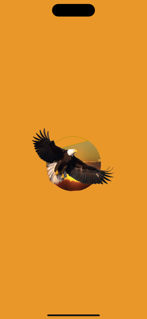 Splash screen of the Spoken Word Songbook app featuring a soaring eagle on an orange background