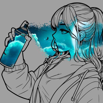 a realistic girl spray, painting