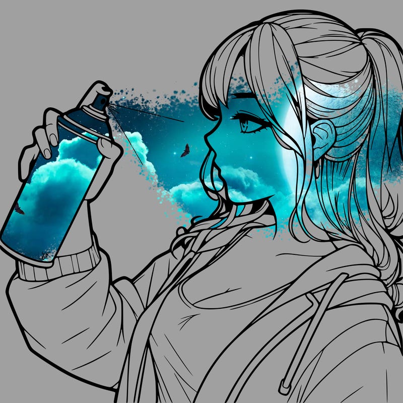 a realistic girl spray, painting