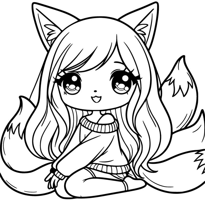 girl with fox ears and tail