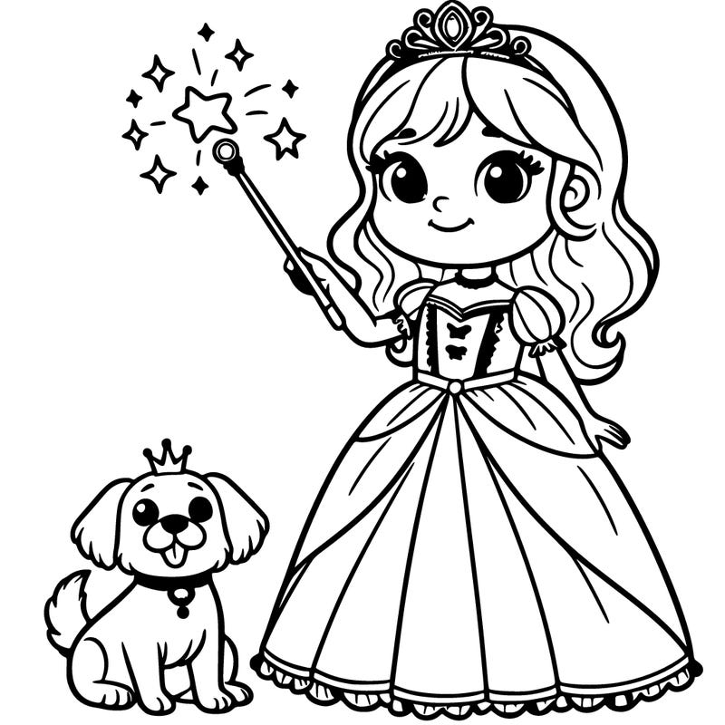 princess with dog and magic stick