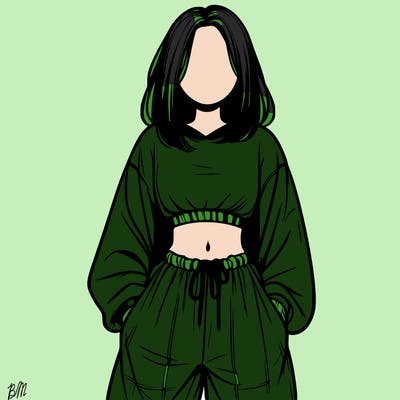 realistic girl faceless with baggy pants and a crop top