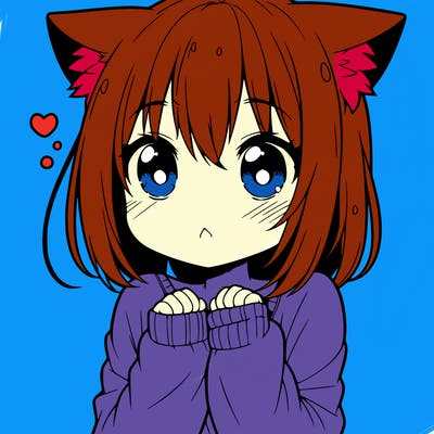 shy anime catgirl