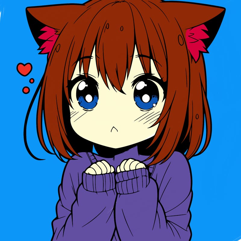 shy anime catgirl