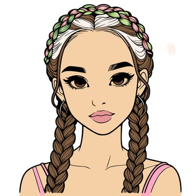 realistic girl with braids